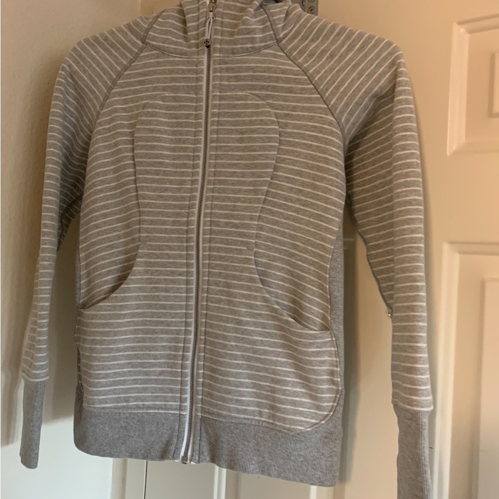 lululemon athletica Light Gray Striped Hoodie